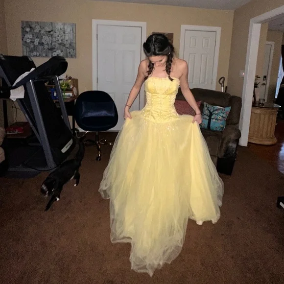 Yellow Cinderella Dress by Alyce size 8 - Picture 2 of 6